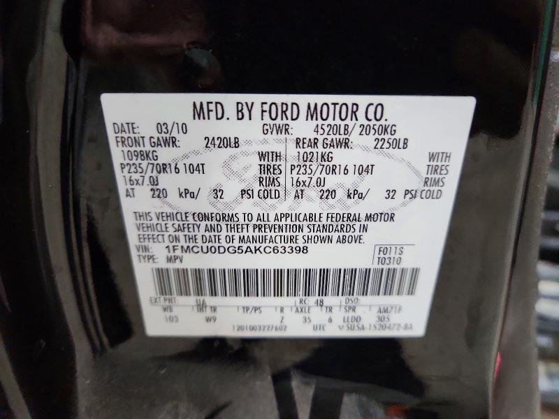 Продаж на аукціоні авто 2010 Ford Escape, vin: 1FMCU0DG5AKC63398, номер лоту: 66847966