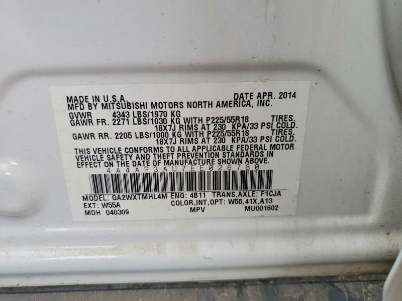 65235046 :رقم المزاد ، 4A4AP3AU7EE026780 vin ، 2014 Mitsubishi Outlander Sport مزاد بيع