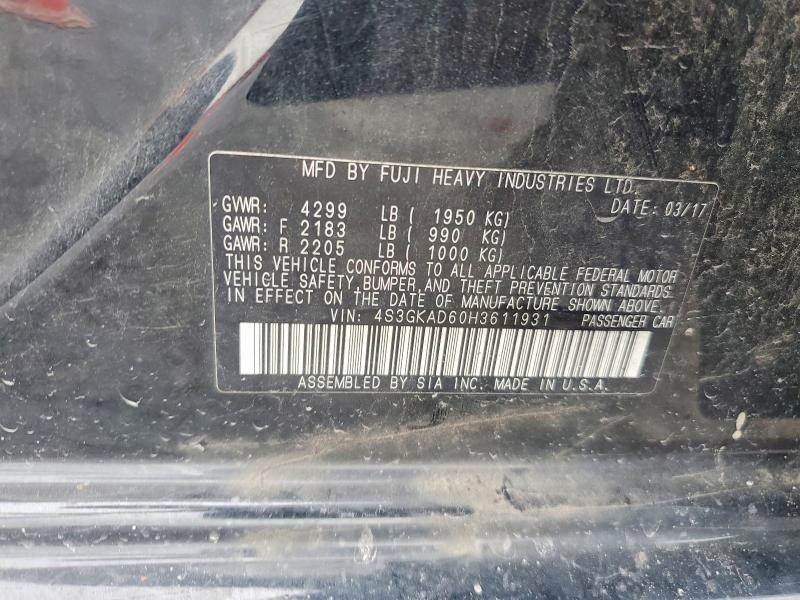 Aukcja sprzedaży 2017 Subaru Impreza, vin: 4S3GKAD60H3611931, numer aukcji: 64372226