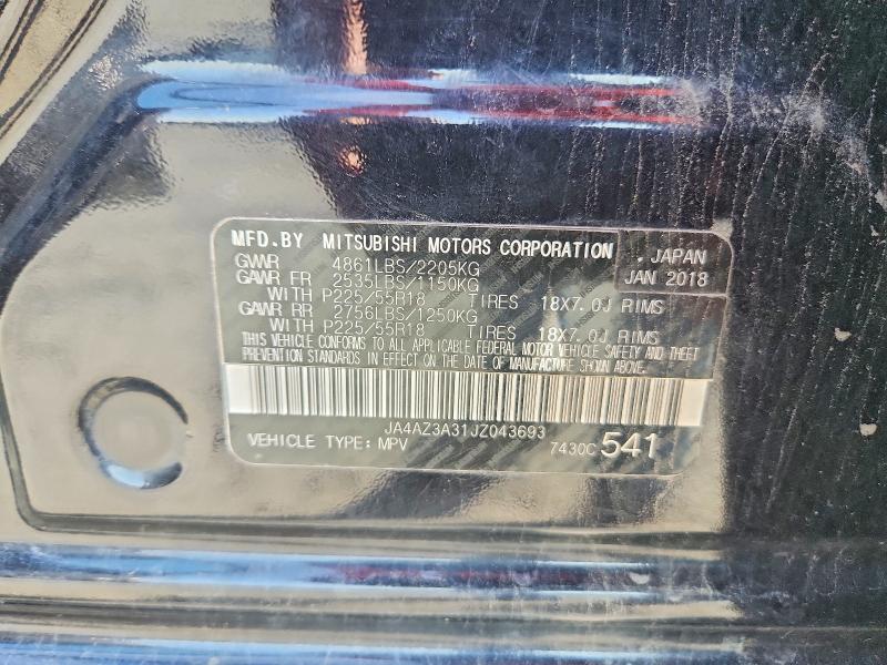 Продаж на аукціоні авто 2018 Mitsubishi Outlander, vin: JA4AZ3A31JZ043693, номер лоту: 65040676