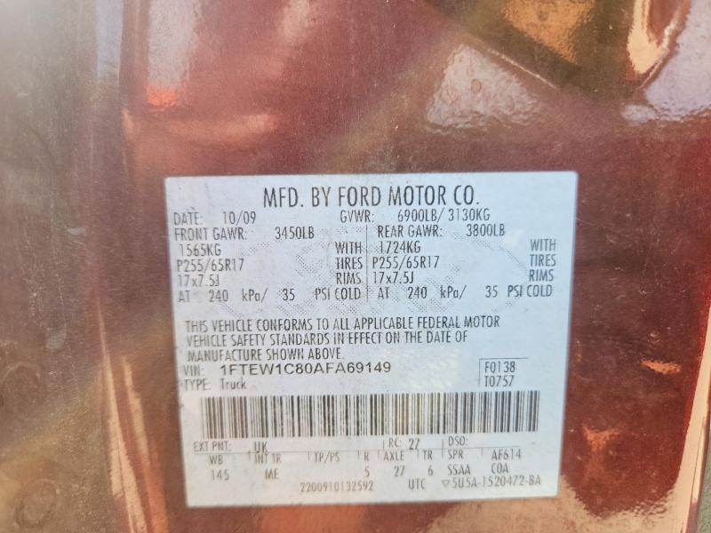 Aukcja sprzedaży 2010 Ford F150, vin: 1FTEW1C80AFA69149, numer aukcji: 63773956