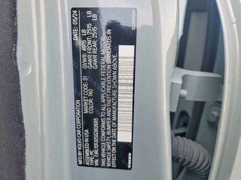 64853466 :رقم المزاد ، 7JRL12FJ0SG362685 vin ، 2025 Volvo S60 مزاد بيع