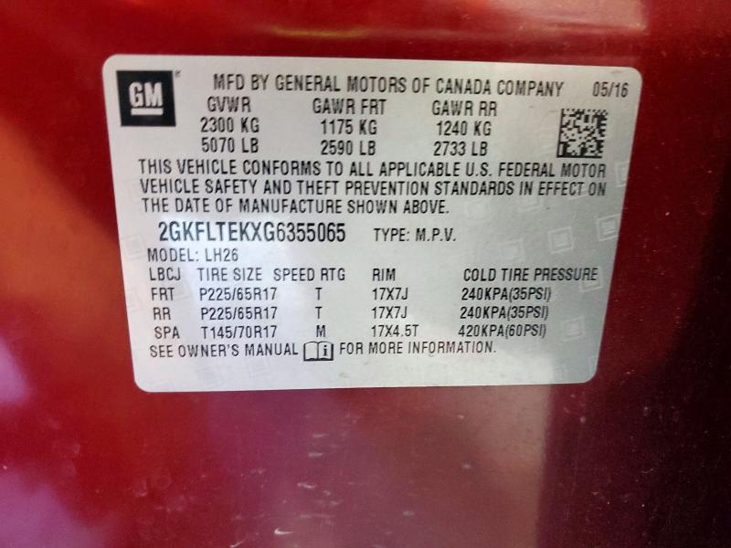 Продаж на аукціоні авто 2016 Gmc Terrain, vin: 2GKFLTEKXG6355065, номер лоту: 67093926