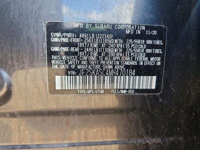 Aukcja sprzedaży 2021 Subaru Forester, vin: JF2SKASC4MH470184, numer aukcji: 63153156
