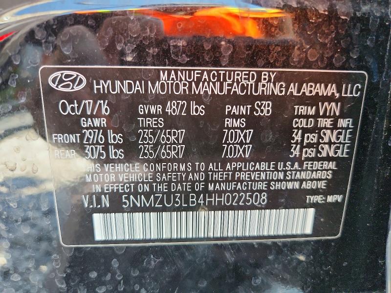 Aukcja sprzedaży 2017 Hyundai Santa Fe Sport, vin: 5NMZU3LB4HH022508, numer aukcji: 66221436
