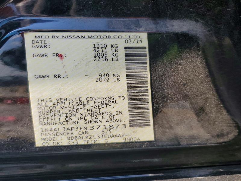 Продаж на аукціоні авто 2014 Nissan Altima, vin: 1N4AL3AP3EN371873, номер лоту: 66278016