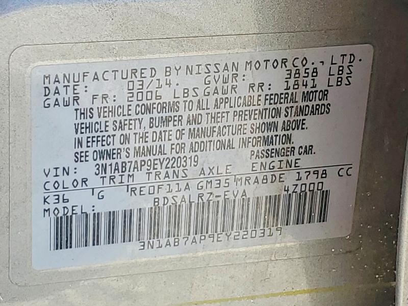 Aukcja sprzedaży 2014 Nissan Sentra, vin: 3N1AB7AP9EY220319, numer aukcji: 64335536