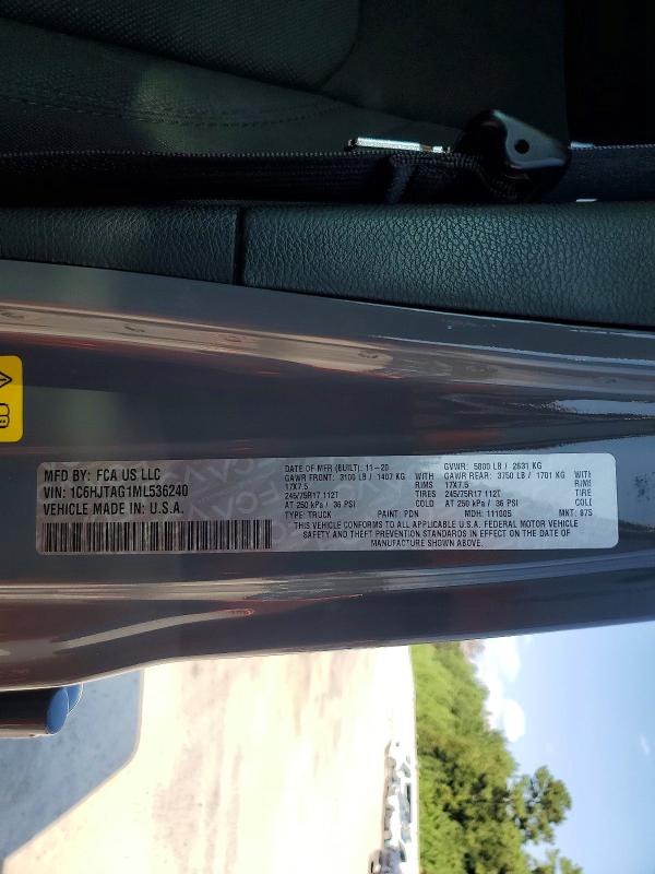 66424366 :رقم المزاد ، 1C6HJTAG1ML536240 vin ، 2021 Jeep Gladiator مزاد بيع