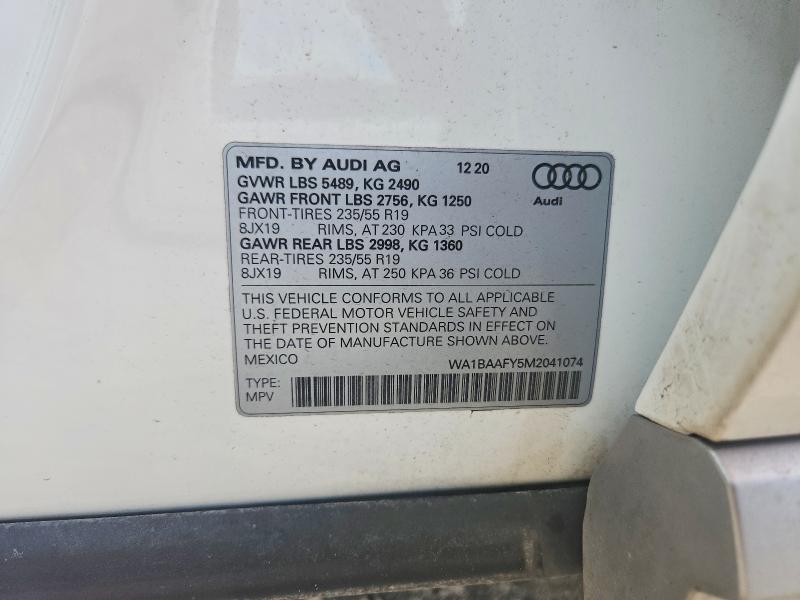 Aukcja sprzedaży 2021 Audi Q5, vin: WA1BAAFY5M2041074, numer aukcji: 64221046