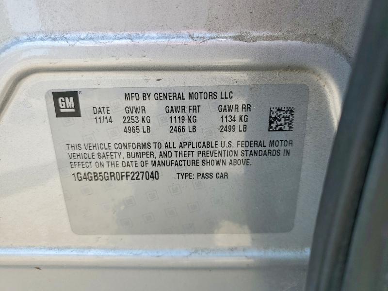 64059136 :رقم المزاد ، 1G4GB5GR0FF227040 vin ، 2015 Buick Lacrosse مزاد بيع