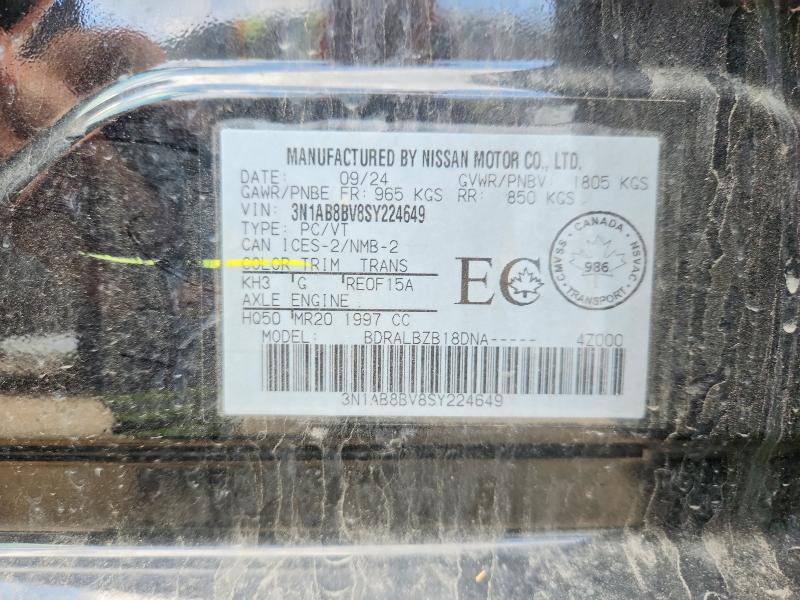 2025 Nissan Sentra მანქანა იყიდება აუქციონზე, vin: 3N1AB8BV8SY224649, აუქციონის ნომერი: 64624046