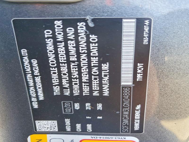 Aukcja sprzedaży 2020 Aston Martin Vantage, vin: SCFSMGAW3LGN04886, numer aukcji: 64420436
