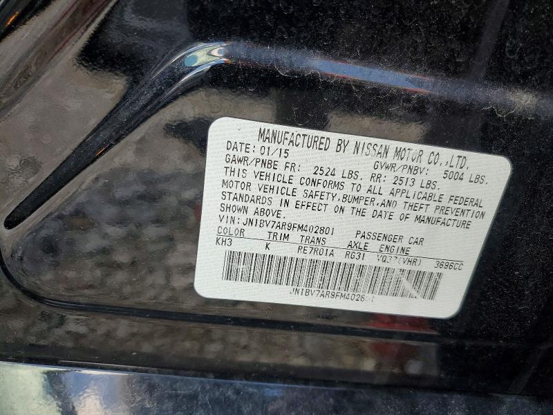 65820066 :رقم المزاد ، JN1BV7AR9FM402801 vin ، 2015 Infiniti Q50 مزاد بيع