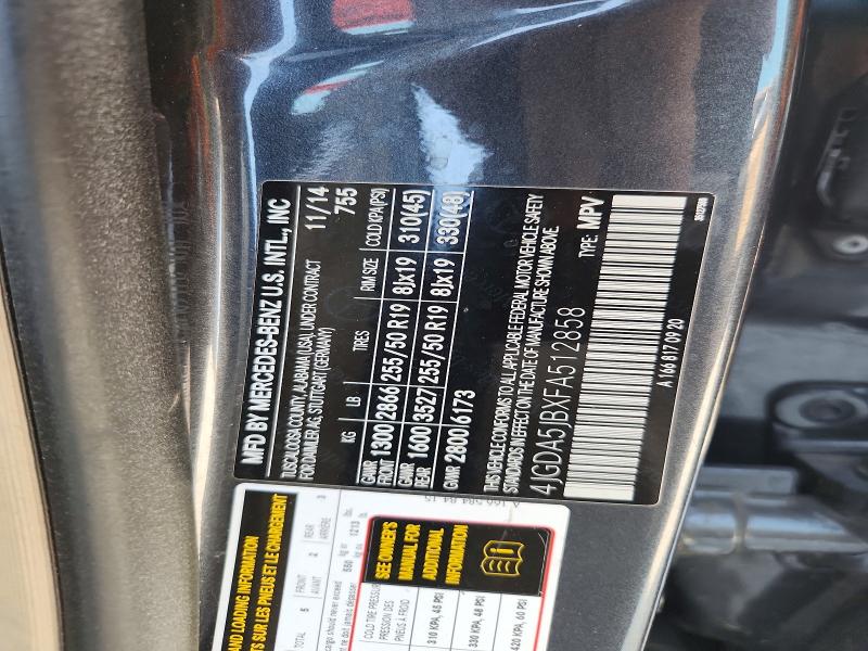 Продаж на аукціоні авто 2015 Mercedes-benz Ml, vin: 4JGDA5JBXFA512858, номер лоту: 64220966