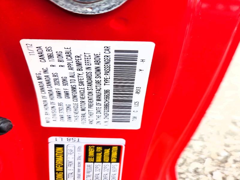 64083926 :رقم المزاد ، 2HGFG3B86CH566286 vin ، 2012 Honda Civic مزاد بيع