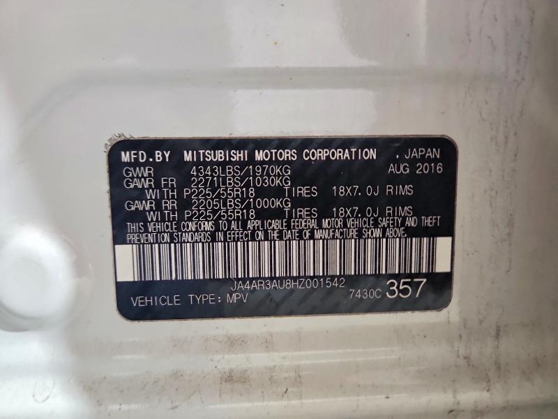 2017 Mitsubishi Outlander Sport მანქანა იყიდება აუქციონზე, vin: JA4AR3AU8HZ001542, აუქციონის ნომერი: 64650976