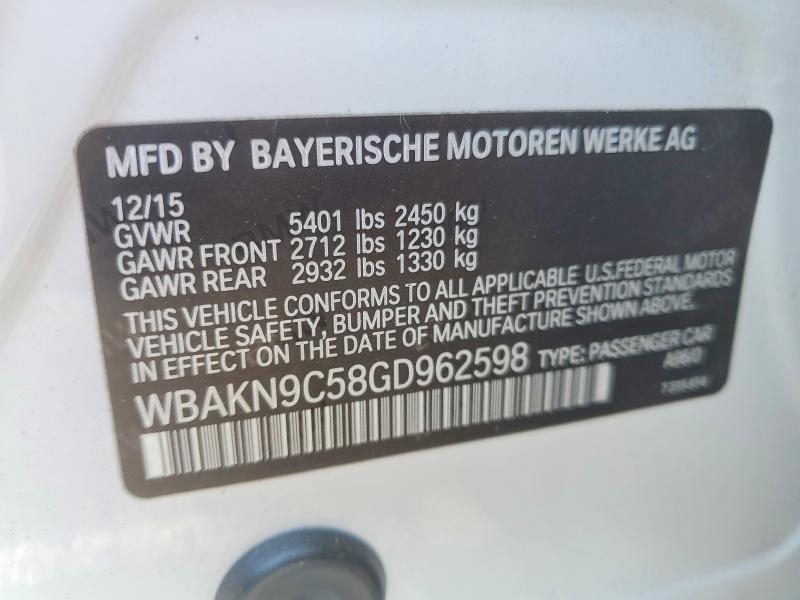 2016 Bmw 550 მანქანა იყიდება აუქციონზე, vin: WBAKN9C58GD962598, აუქციონის ნომერი: 65476046
