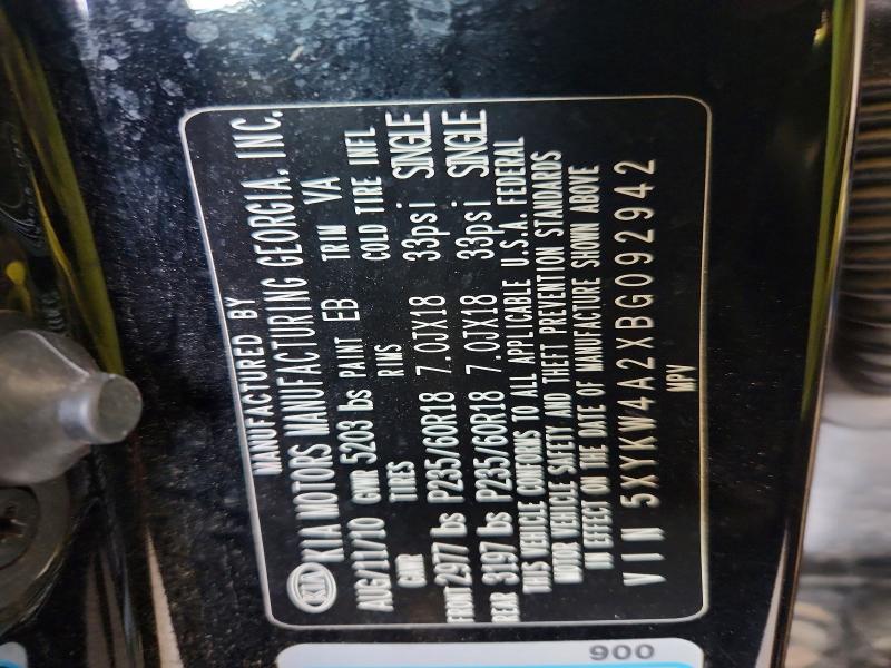 63571436 :رقم المزاد ، 5XYKW4A2XBG092942 vin ، 2011 Kia Sorento مزاد بيع