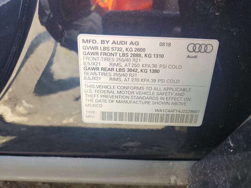 Продаж на аукціоні авто 2018 Audi Sq5, vin: WA1C4AFY4J2229687, номер лоту: 63739126