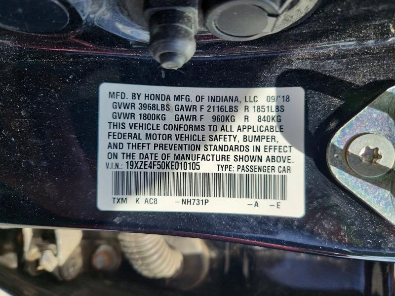 Продажа на аукционе авто 2019 Honda Insight, vin: 19XZE4F50KE010105, номер лота: 66498156