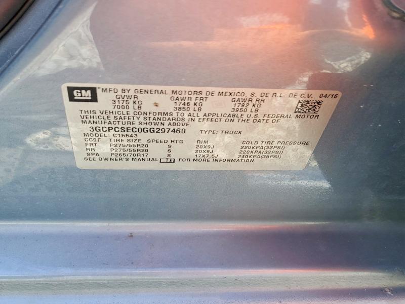 64244796 :رقم المزاد ، 3GCPCSEC0GG297460 vin ، 2016 Chevrolet Silverado مزاد بيع