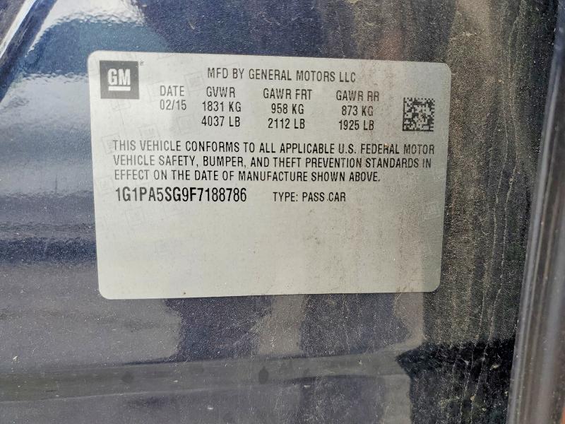 63389476 :رقم المزاد ، 1G1PA5SG9F7188786 vin ، 2015 Chevrolet Cruze مزاد بيع