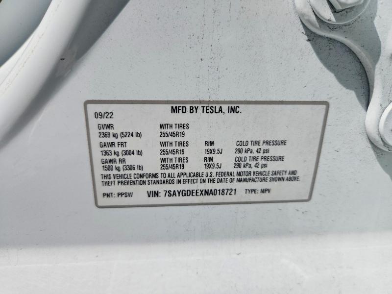Продаж на аукціоні авто 2022 Tesla Model Y, vin: 7SAYGDEEXNA018721, номер лоту: 66941766
