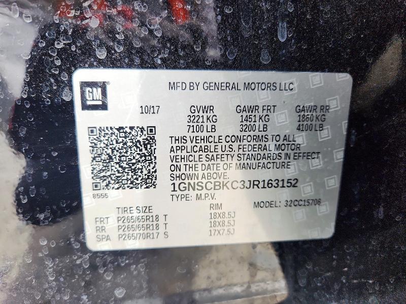 Aukcja sprzedaży 2018 Chevrolet Tahoe, vin: 1GNSCBKC3JR163152, numer aukcji: 66119576