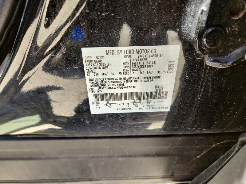 Продаж на аукціоні авто 2024 Ford Explorer, vin: 1FM5K8AC7RGA47016, номер лоту: 64950296