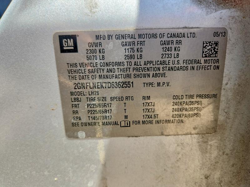 Продаж на аукціоні авто 2013 Chevrolet Equinox, vin: 2GNFLNEK7D6362551, номер лоту: 63868506
