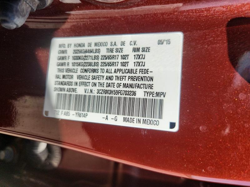 65003346 :رقم المزاد ، 3CZRM3H59FG703236 vin ، 2015 Honda Cr-v مزاد بيع