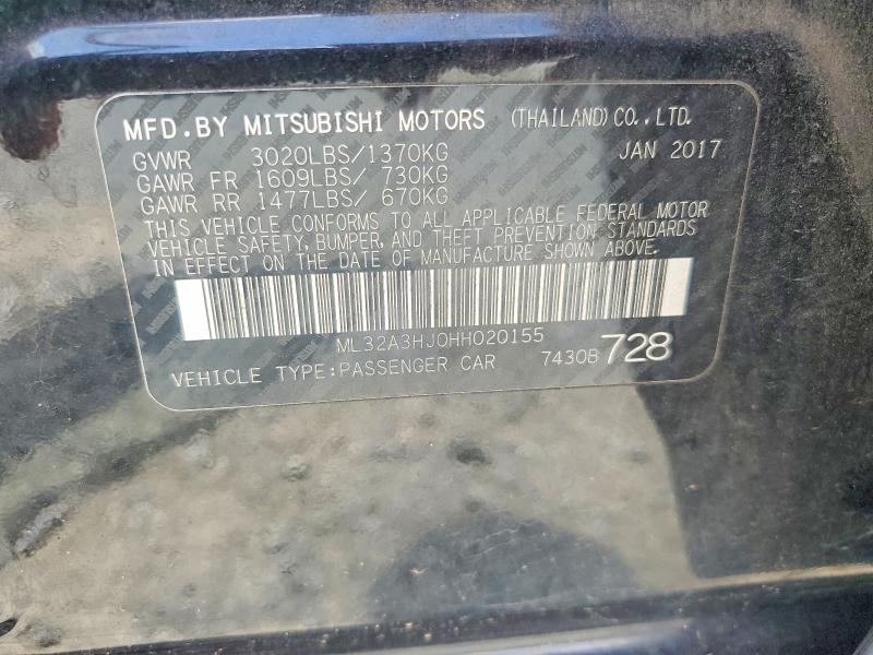 Aukcja sprzedaży 2017 Mitsubishi Mirage, vin: ML32A3HJ0HH020155, numer aukcji: 63582196