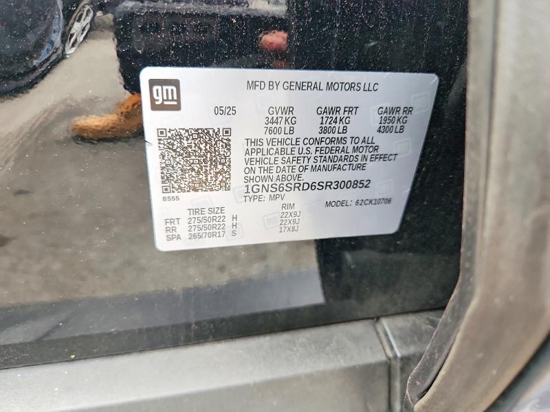 2025 Chevrolet Tahoe მანქანა იყიდება აუქციონზე, vin: 1GNS6SRD6SR300852, აუქციონის ნომერი: 65497486