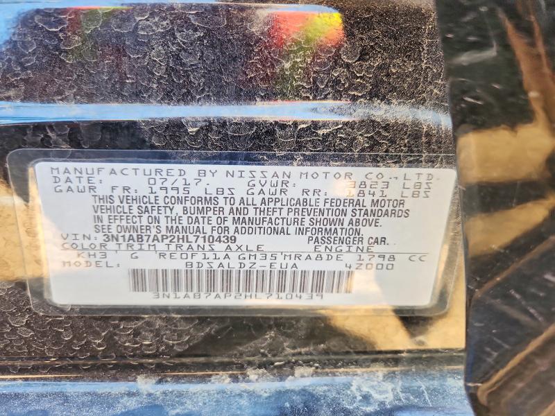 56585256 :رقم المزاد ، 3N1AB7AP2HL710439 vin ، 2017 Nissan Sentra مزاد بيع