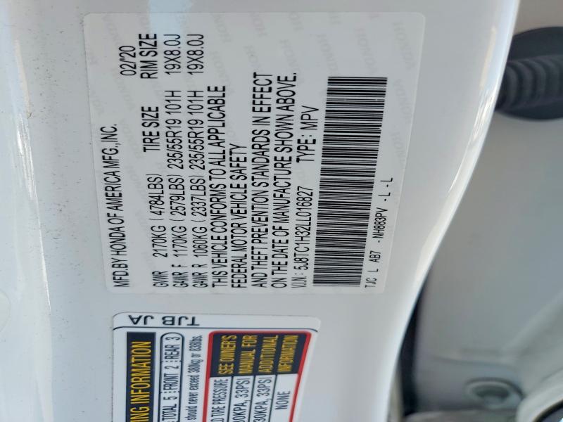 2020 Acura Rdx მანქანა იყიდება აუქციონზე, vin: 5J8TC1H32LL016827, აუქციონის ნომერი: 62975616
