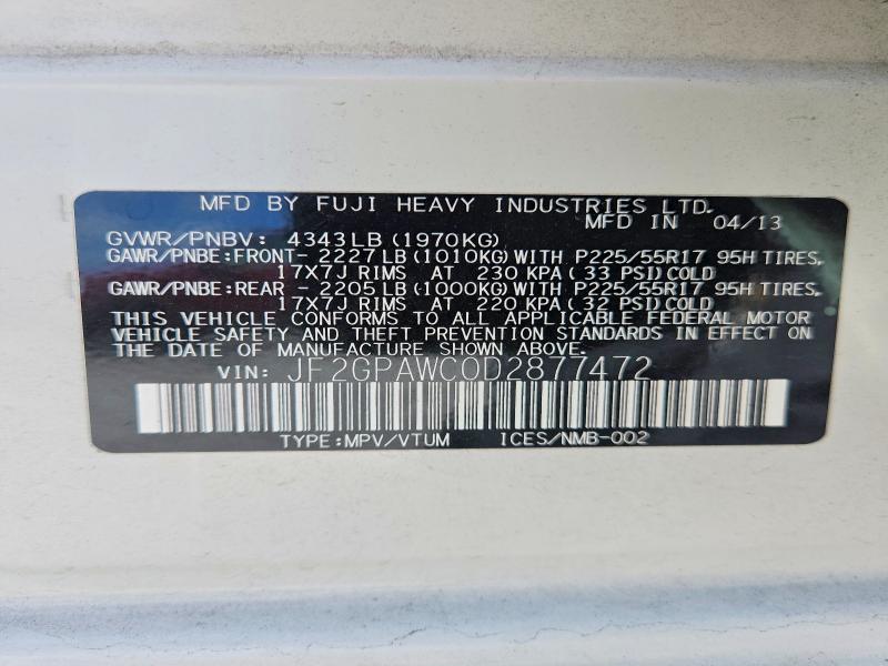 64767966 :رقم المزاد ، JF2GPAWC0D2877472 vin ، 2013 Subaru Xv Crosstrek مزاد بيع