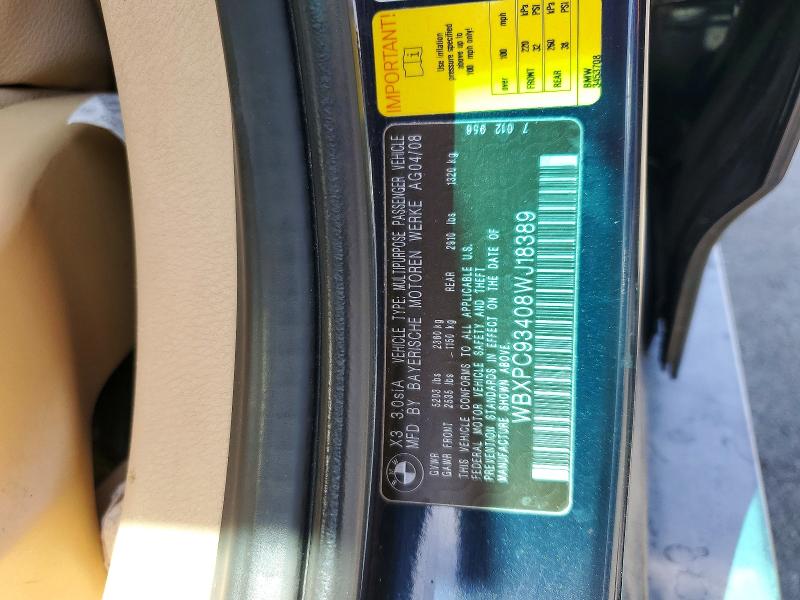 65752086 :رقم المزاد ، WBXPC93408WJ18389 vin ، 2008 Bmw X3 مزاد بيع