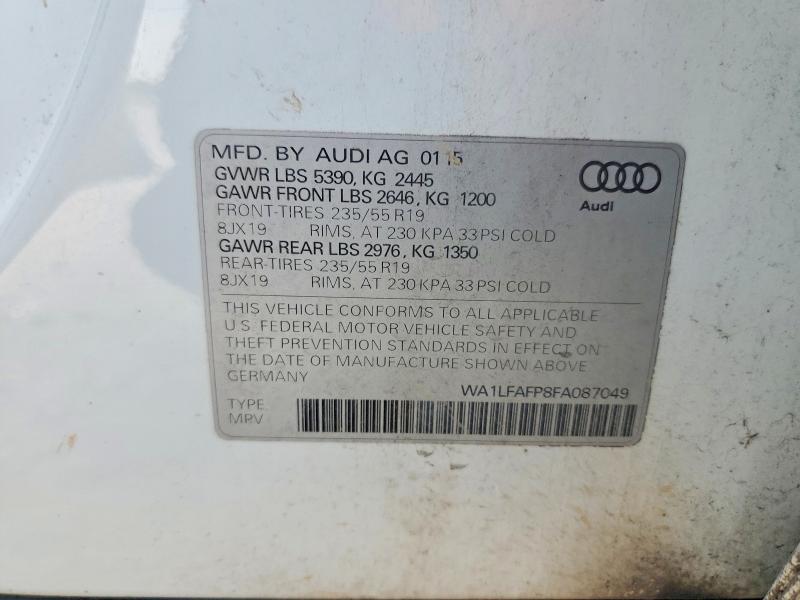 2015 Audi Q5 მანქანა იყიდება აუქციონზე, vin: WA1LFAFP8FA087049, აუქციონის ნომერი: 67088446
