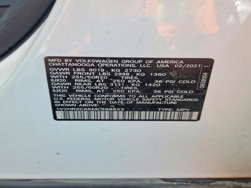 Продаж на аукціоні авто 2021 Volkswagen Atlas, vin: 1V2HR2CA5MC568823, номер лоту: 65670856