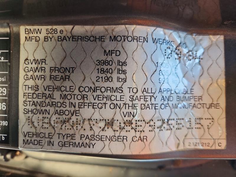 Aukcja sprzedaży 1984 Bmw 528, vin: WBADK7308E9355157, numer aukcji: 64852786