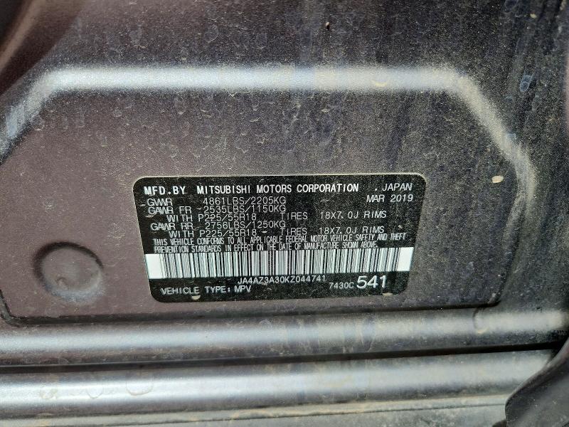 Продажа на аукционе авто 2019 Mitsubishi Outlander, vin: JA4AZ3A30KZ044741, номер лота: 66569706