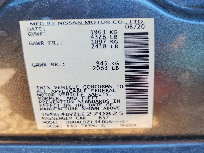 Aukcja sprzedaży 2020 Nissan Altima, vin: 1N4BL4BV2LC270825, numer aukcji: 66236356
