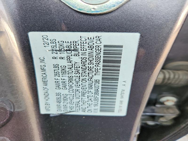 64999136 :رقم المزاد ، 19UUB5F38MA007385 vin ، 2021 Acura Tlx مزاد بيع
