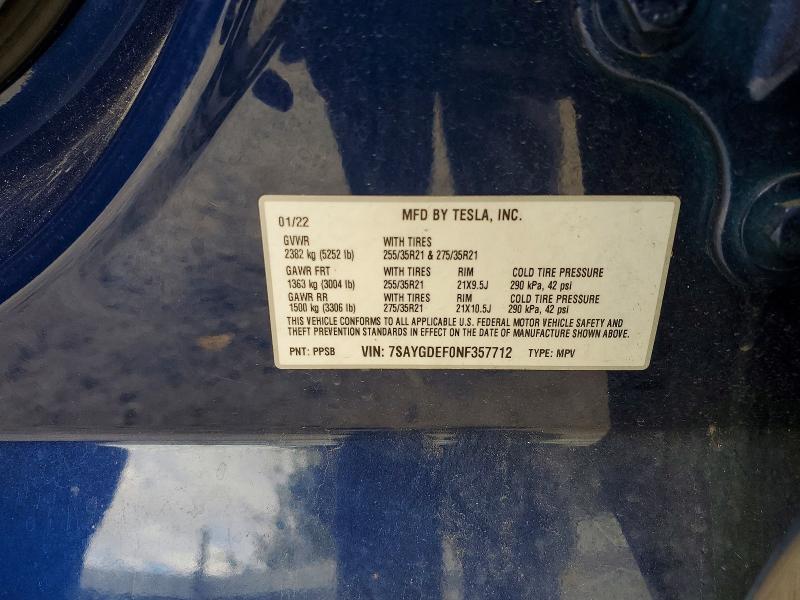 Aukcja sprzedaży 2022 Tesla Model Y, vin: 7SAYGDEF0NF357712, numer aukcji: 66025936