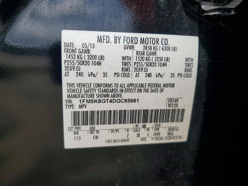 Aukcja sprzedaży 2013 Ford Explorer, vin: 1FM5K8GT4DGC85681, numer aukcji: 63657916