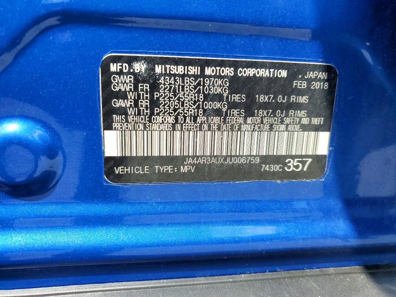 Aukcja sprzedaży 2018 Mitsubishi Outlander Sport, vin: JA4AR3AUXJU006759, numer aukcji: 62575106