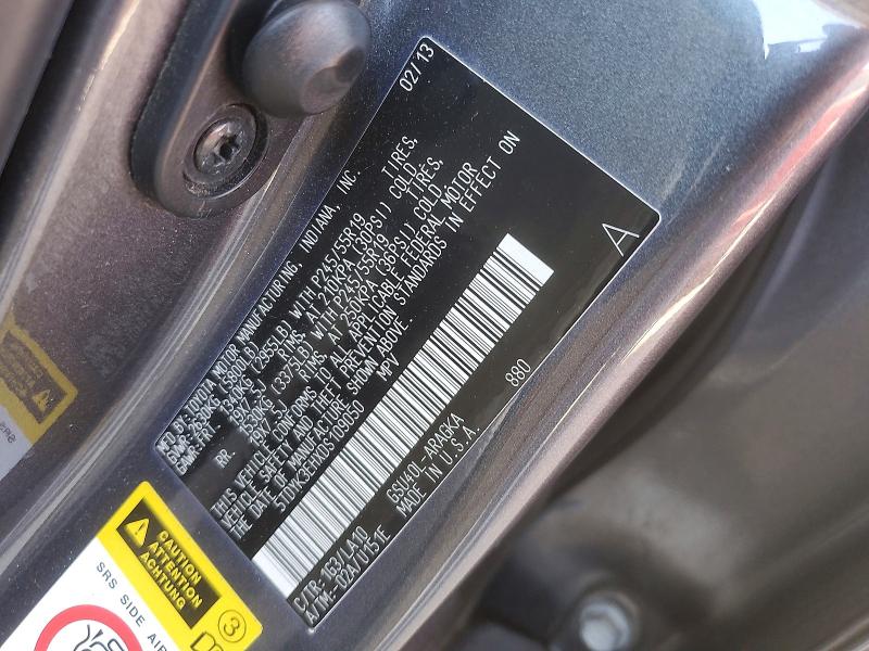 Auction sale of the 2013 Toyota Highlander, vin: 5TDYK3EHXDS109050, lot number: 64335736