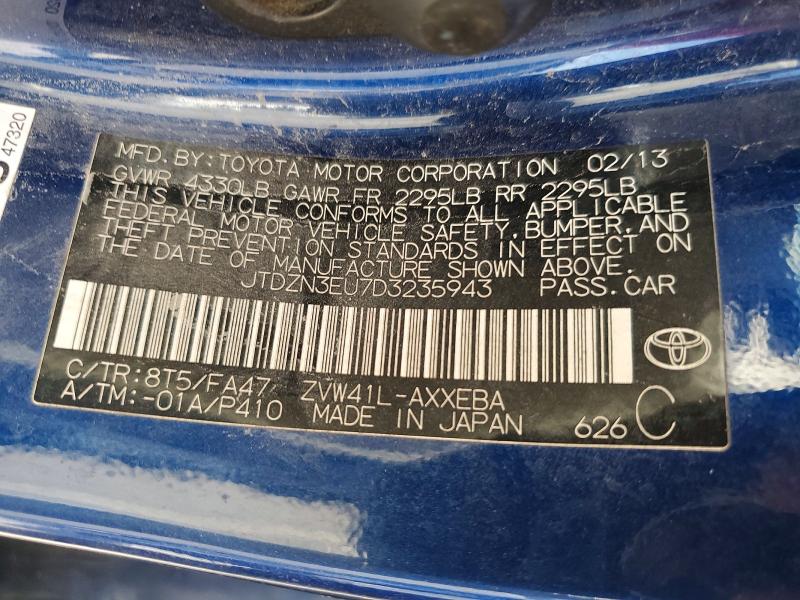 65597076 :رقم المزاد ، JTDZN3EU7D3235943 vin ، 2013 Toyota Prius V مزاد بيع