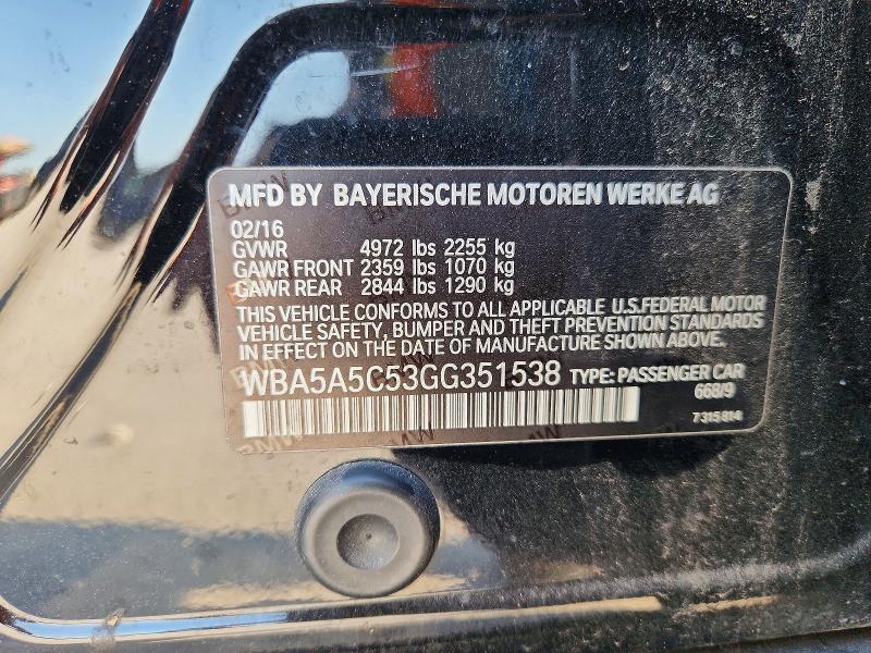 64643936 :رقم المزاد ، WBA5A5C53GG351538 vin ، 2016 Bmw 528 مزاد بيع