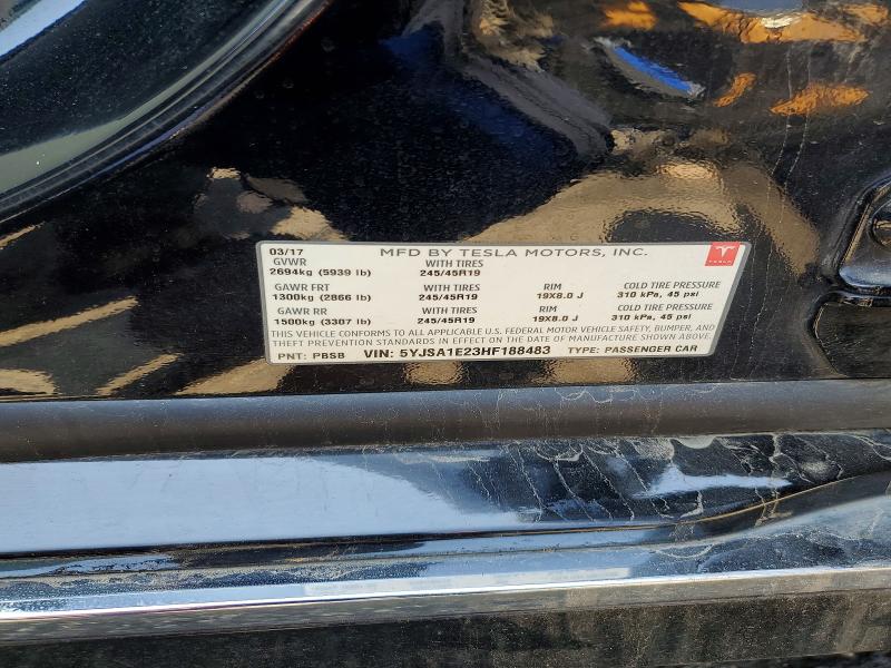 Продаж на аукціоні авто 2017 Tesla Model S, vin: 5YJSA1E23HF188483, номер лоту: 66805526